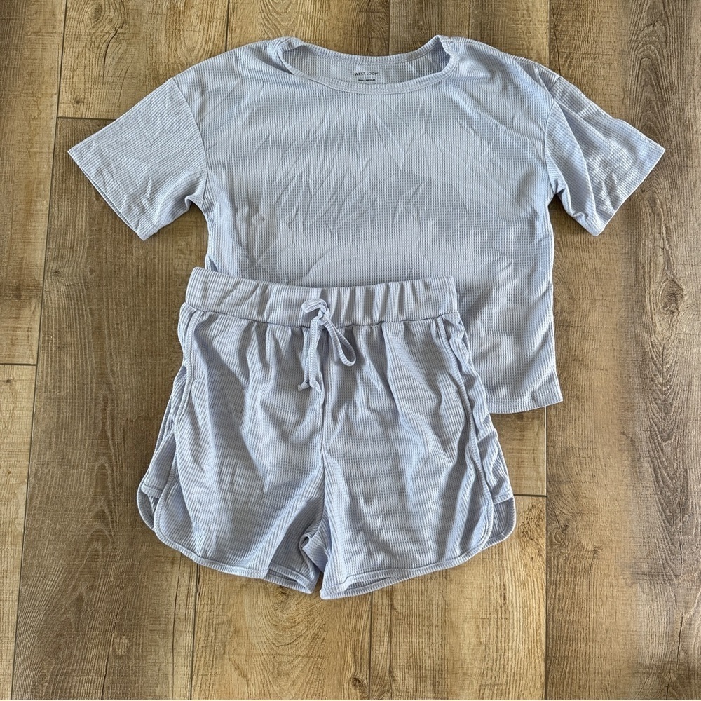 West Loop 2 piece short and shirt light blue set s/m